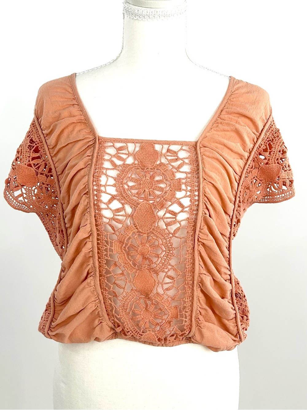 Free People Boho Crochet Lace Crop Top | XS